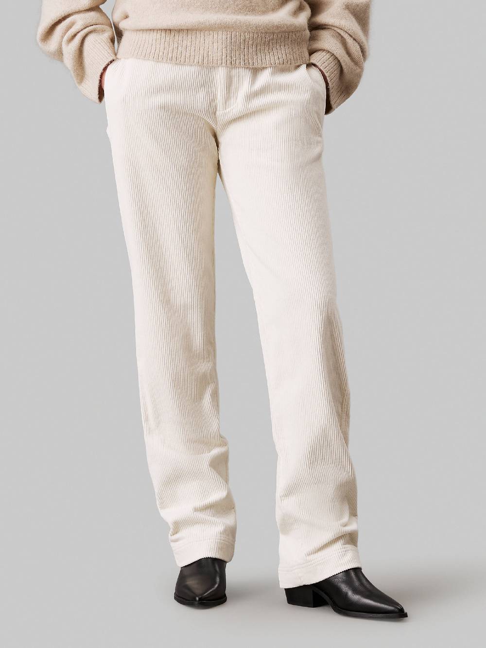 Calvin Klein Jeans Regular Pants In Wool White