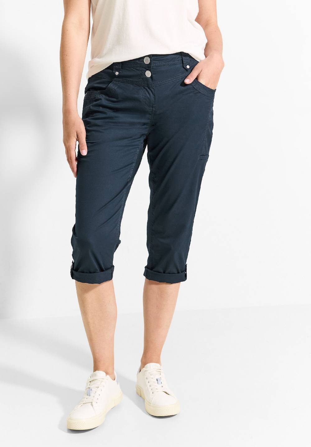 CECIL Slim Fit Pants 'New York' In Marine Blue