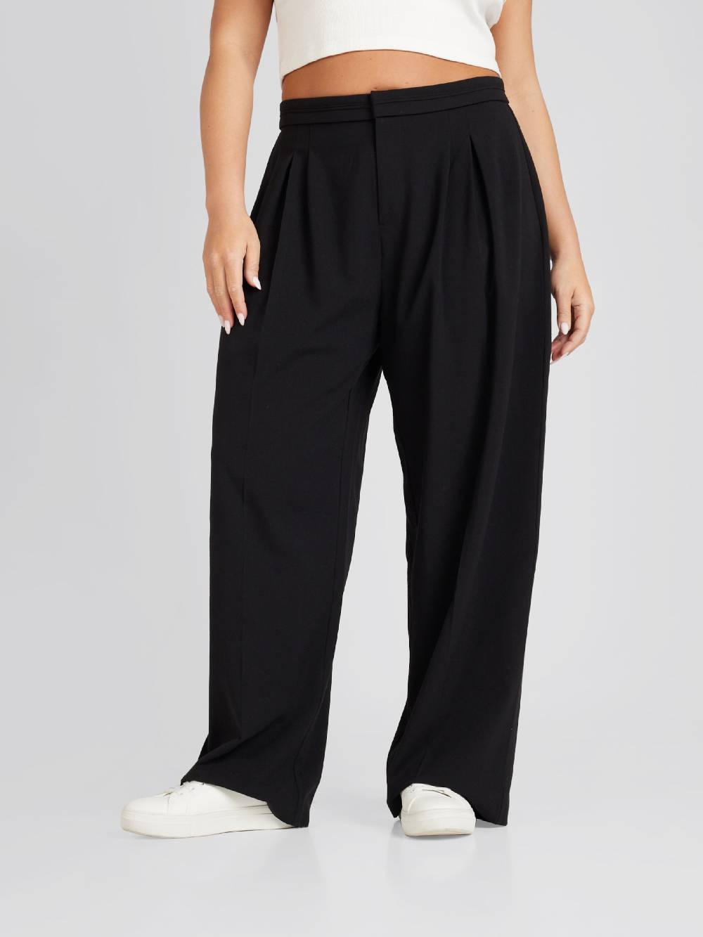 CITA MAASS Co-created By ABOUT YOU Wide Leg Pleat-Front Pants 'Gemma' In Black