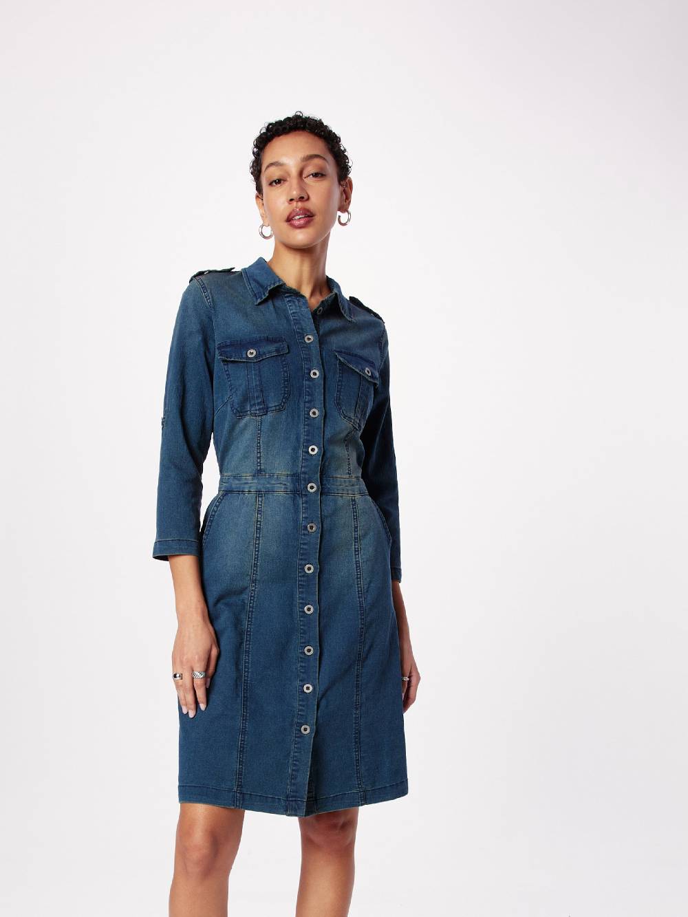 Cream Shirt Dress In Gentian