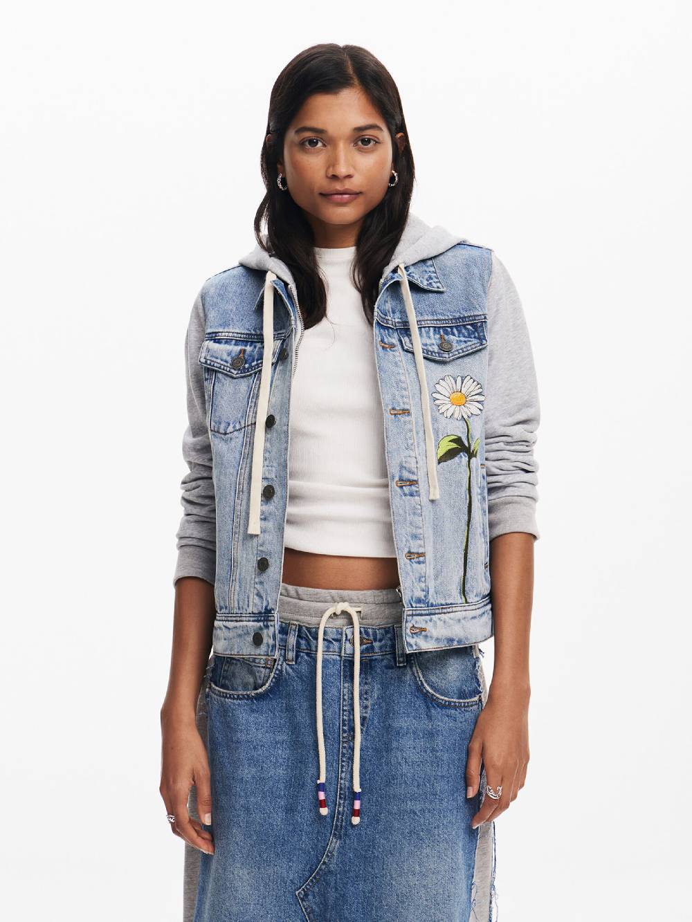 Desigual Between-Season Jacket In Blue, Grey