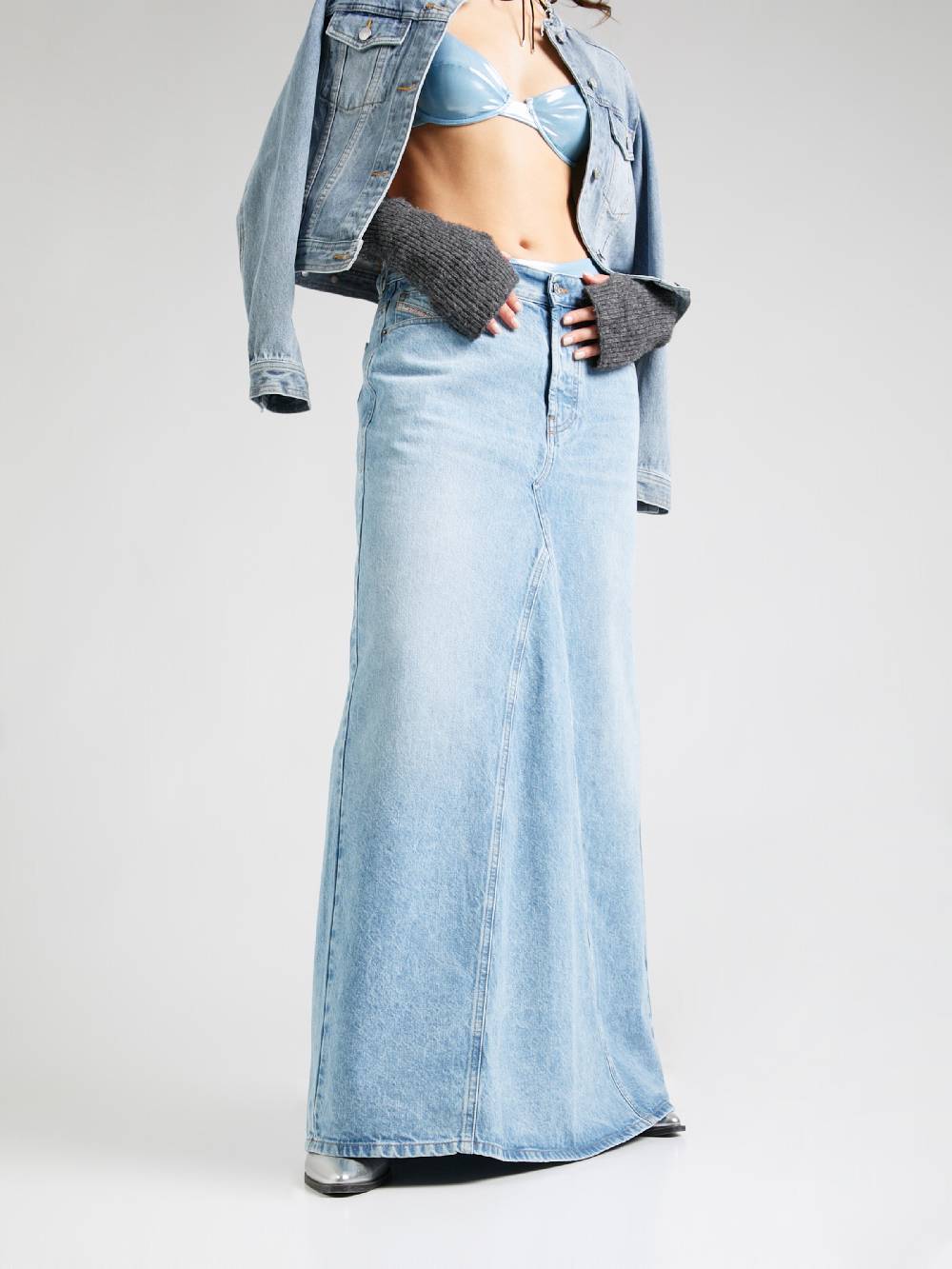 DIESEL Skirt 'DE-PAGO' In Blue Denim