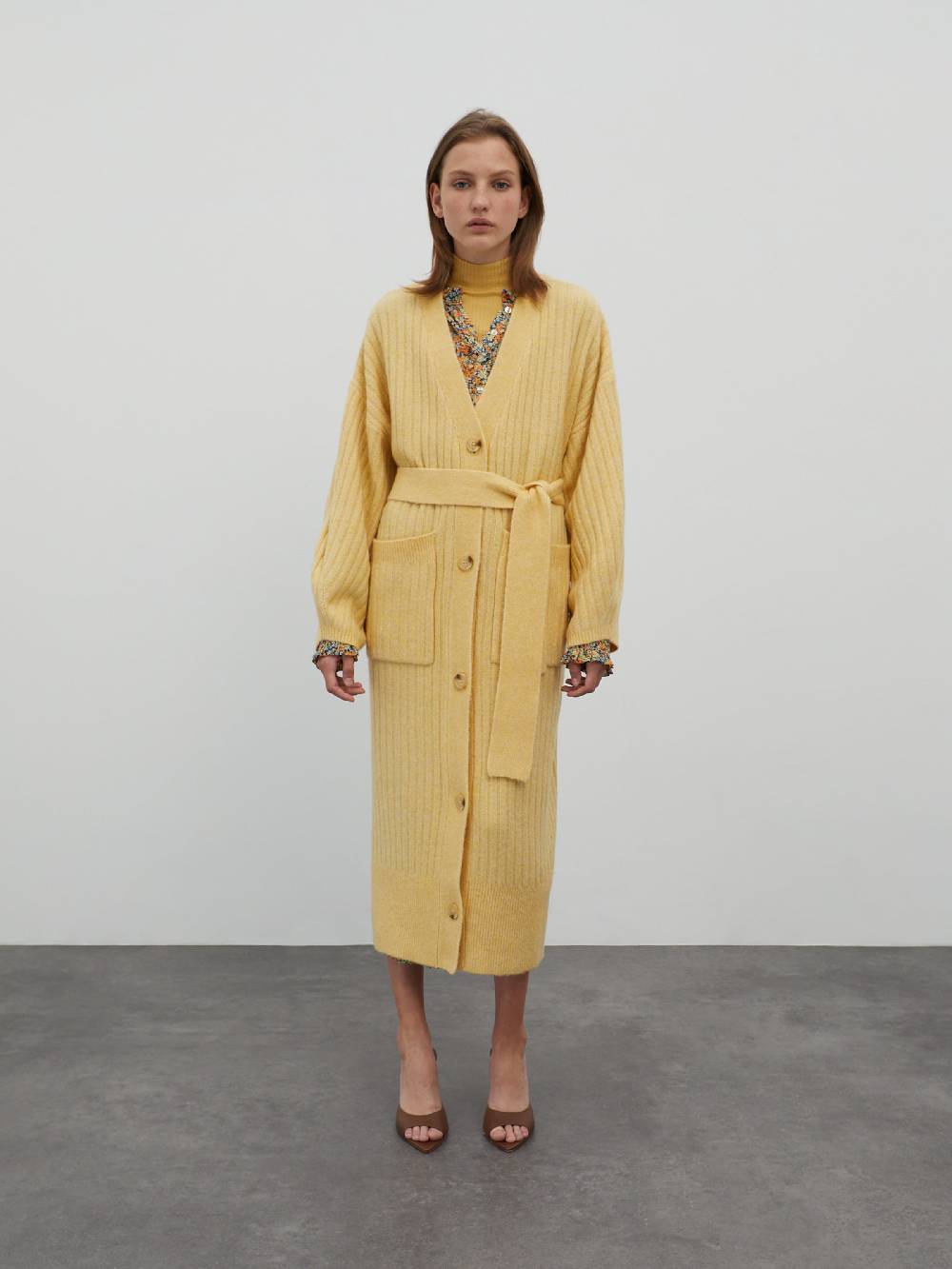 EDITED Knit Cardigan 'Yule' In Mottled Yellow