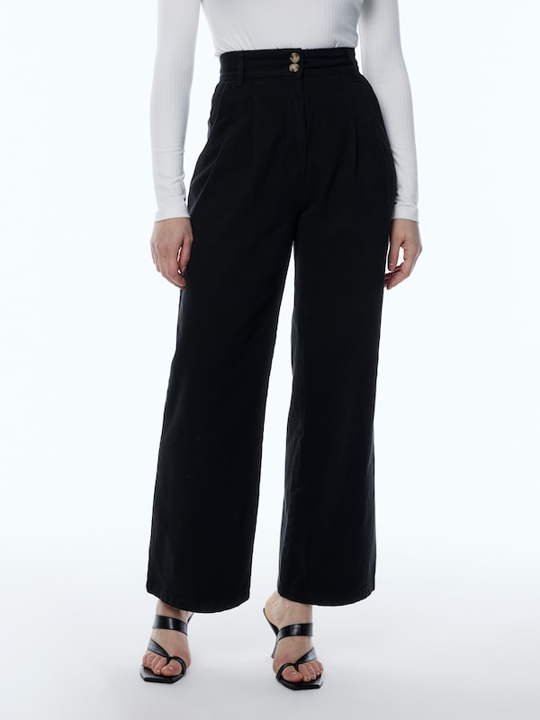 EDITED Wide leg Pleated Jeans 'Ellis' in Black