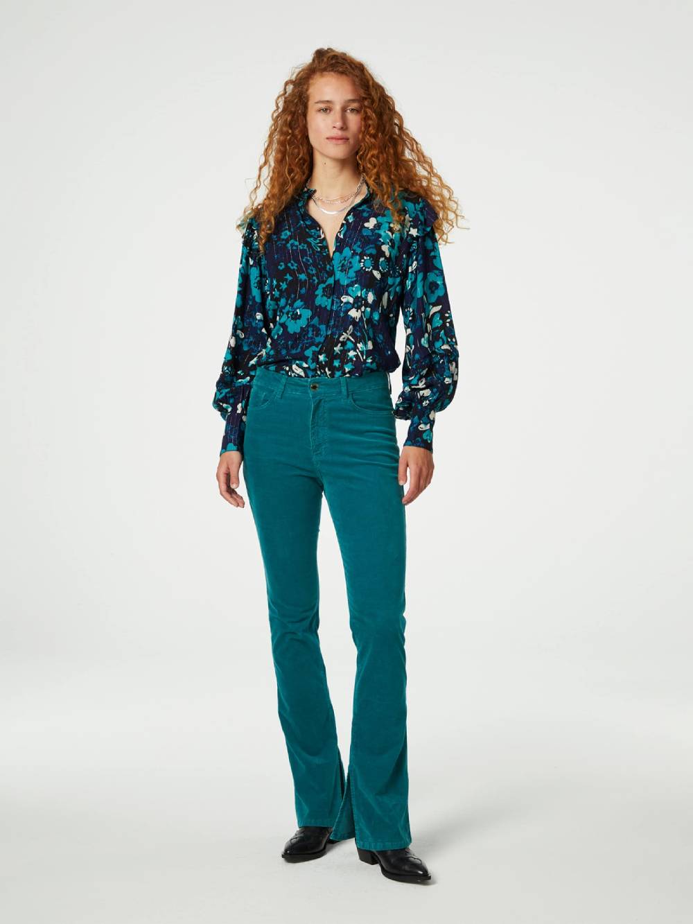 Fabienne Chapot Boot Cut Pants 'Pleuni' In Turquoise