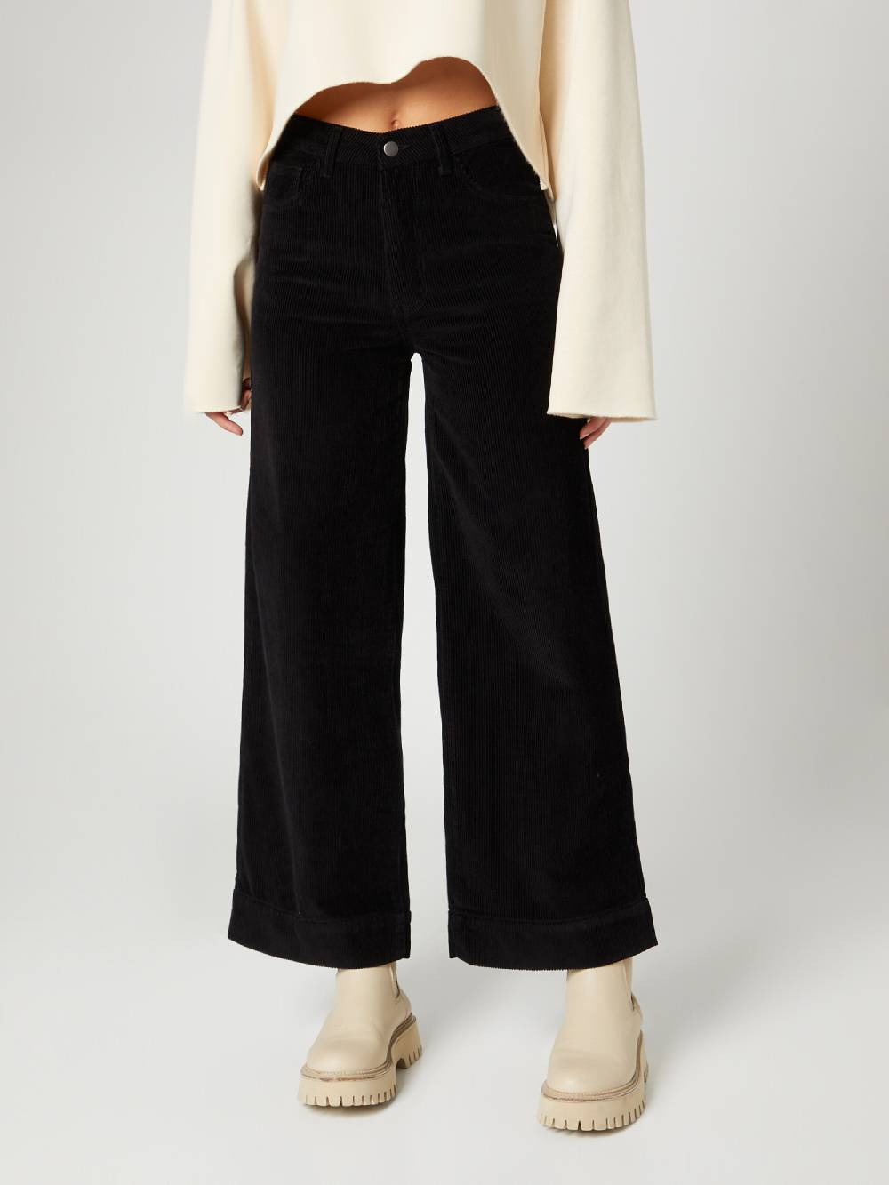 Florence By Mills Exclusive For ABOUT YOU Wide Leg Pants 'Dandelion' In Black