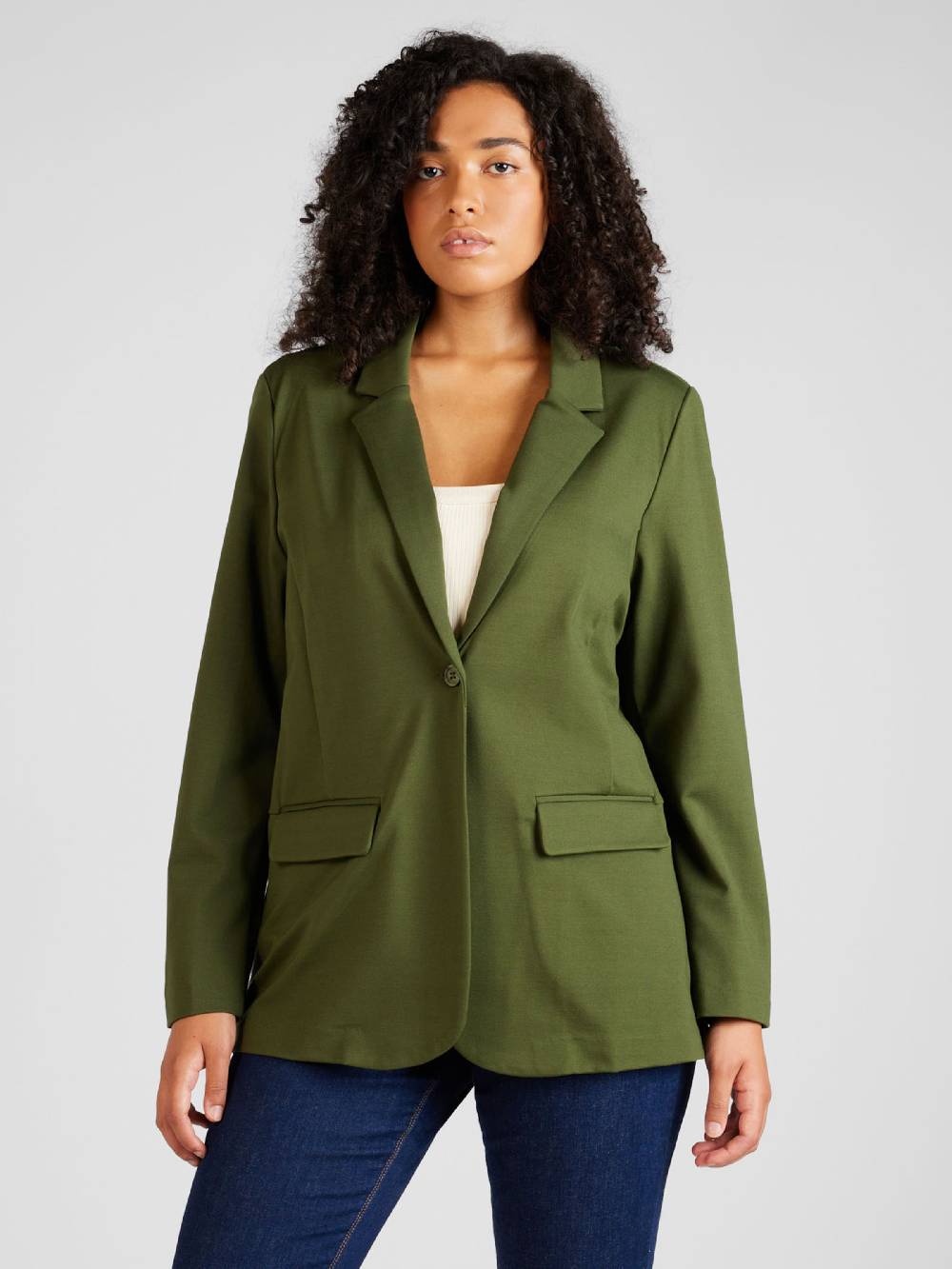 Fransa Curve Blazer In Green