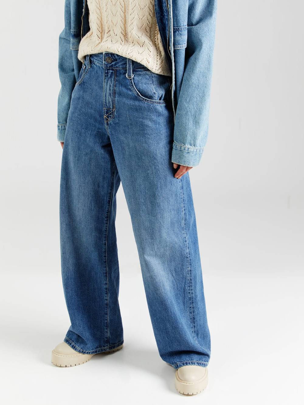 G-STAR Wide Leg Jeans In Blue Denim