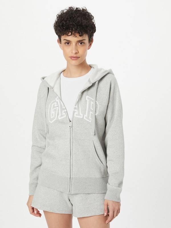 GAP Zip-Up Hoodie in Mottled Grey