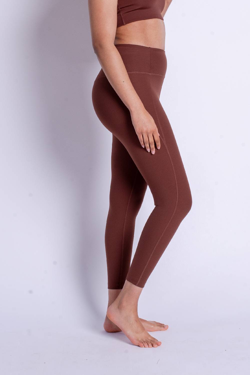 Girlfriend Collective Skinny Workout Pants In Brown