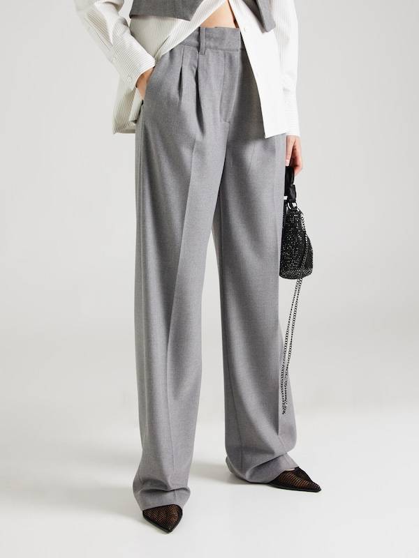 GUESS Wide leg Pleat-Front Pants 'Doris Perfect' in Mottled Grey
