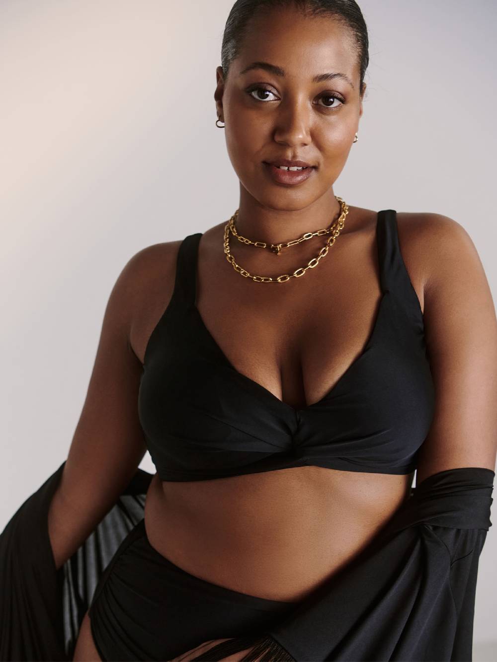 Guido Maria Kretschmer Curvy Bralette Bikini Top 'Cosette' In Black