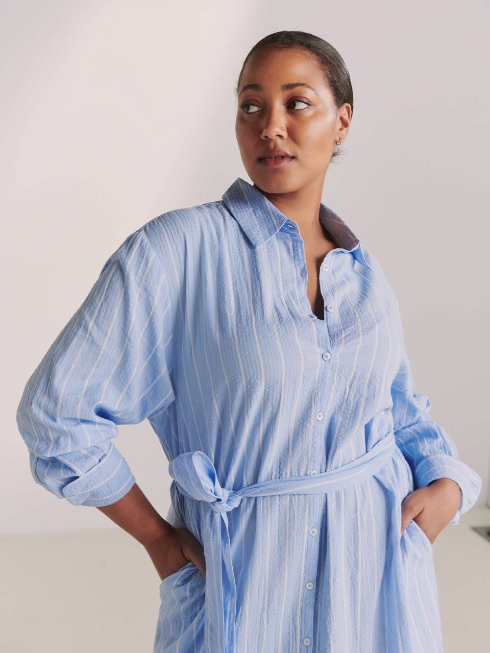 Guido Maria Kretschmer Curvy Shirt Dress 'Jeanette' In Blue