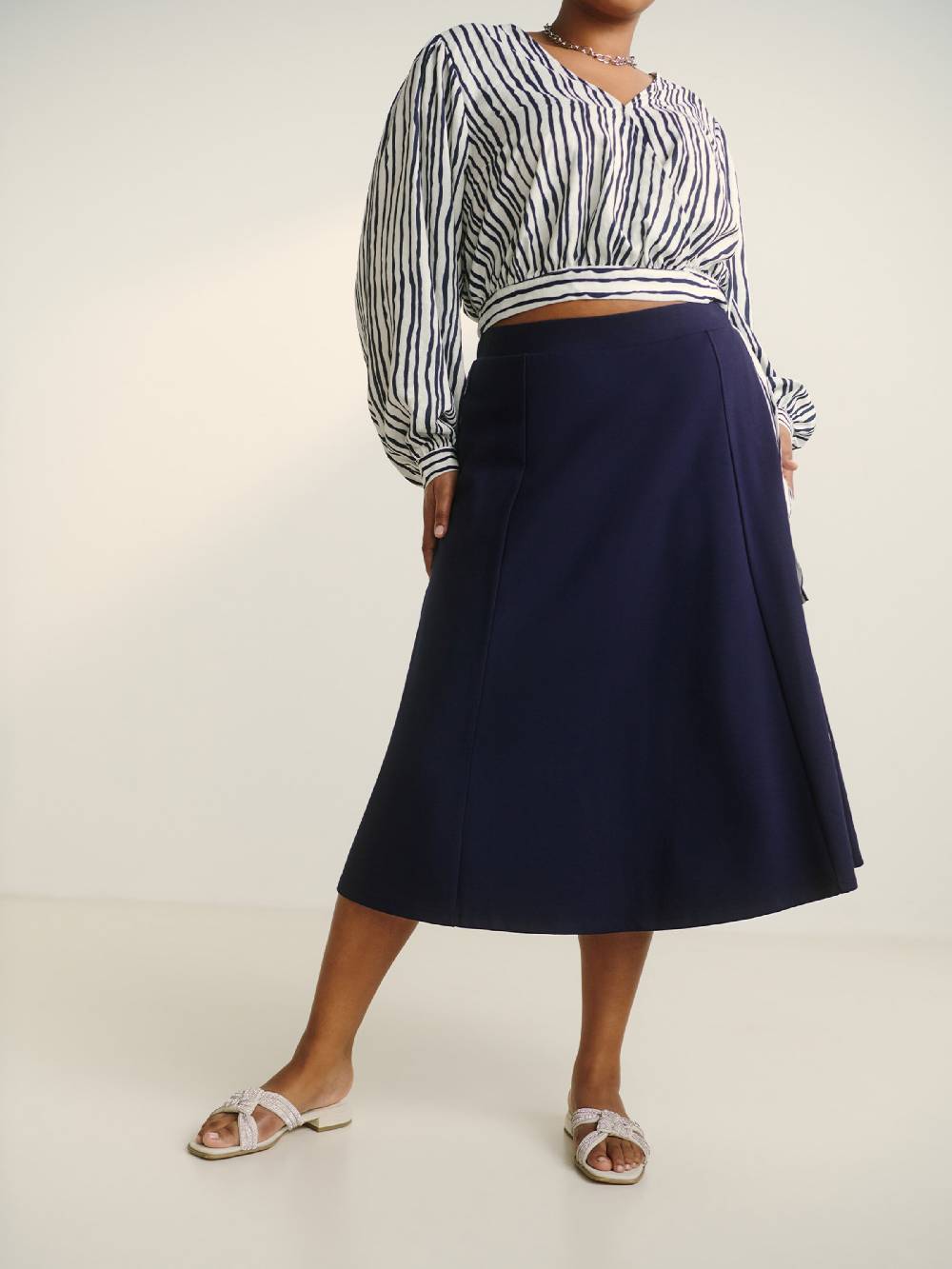 Guido Maria Kretschmer Curvy Skirt 'FABIANE' In Navy