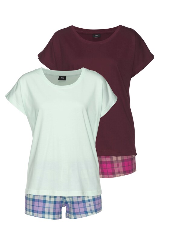H.I.S Pajama in Green, Bordeaux