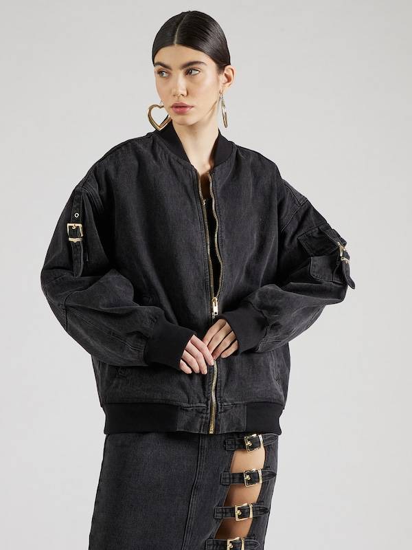 Hoermanseder x About You Between-Season Jacket 'Marle' in Grey Denim