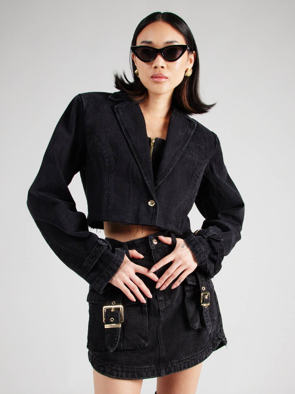 Hoermanseder X About You Blazer 'Kira' In Black Denim