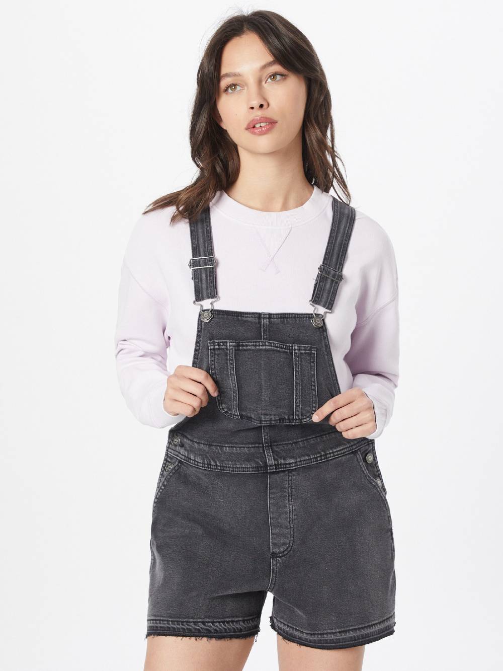 HOLLISTER Regular Jean Overalls In Black Denim