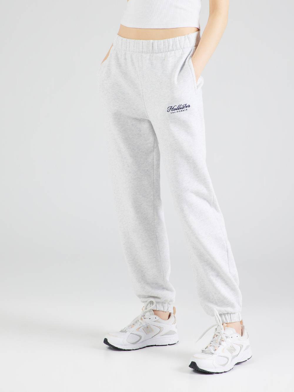 HOLLISTER Tapered Pants In Mottled Grey