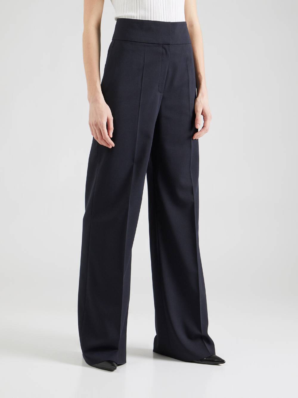 HUGO Wide Leg Pleated Pants 'Himia' In Night Blue