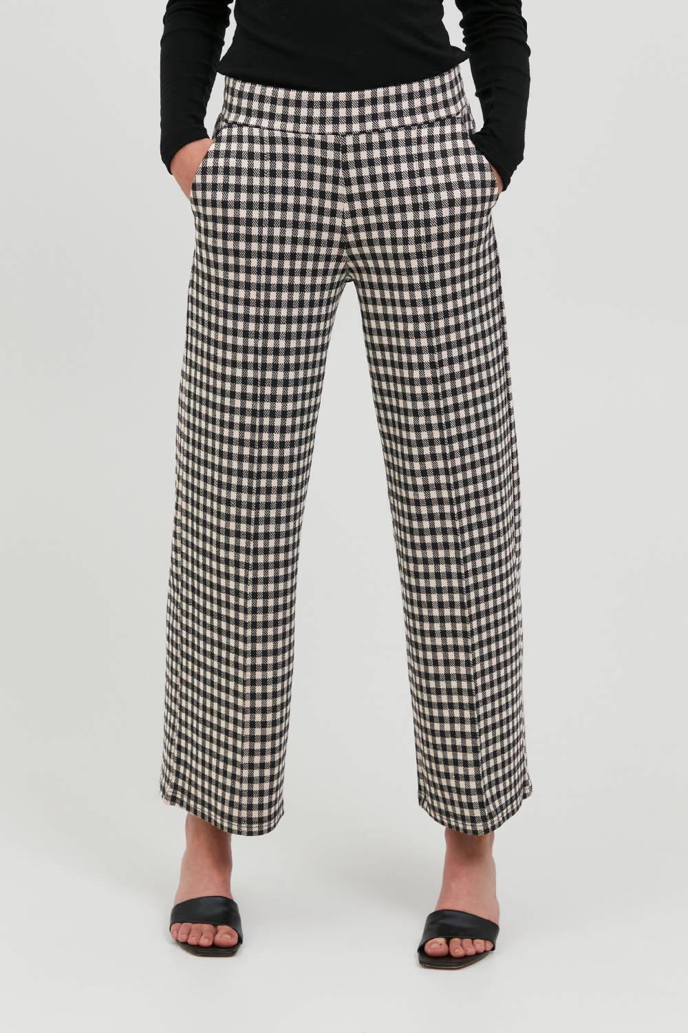 ICHI Wide Leg Pleated Pants 'KATE ' In Black, White