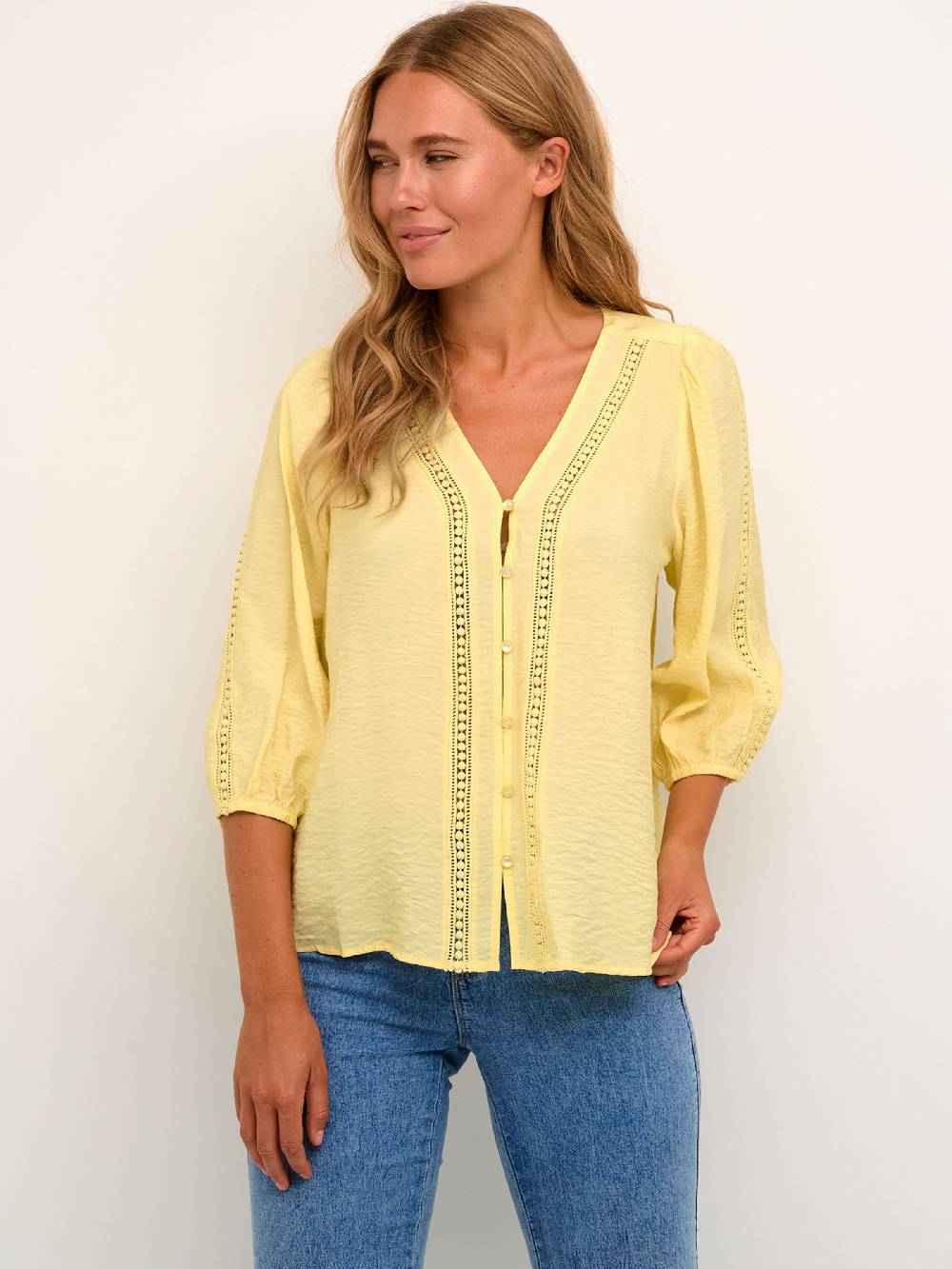 Kaffe Blouse In Pastel Yellow