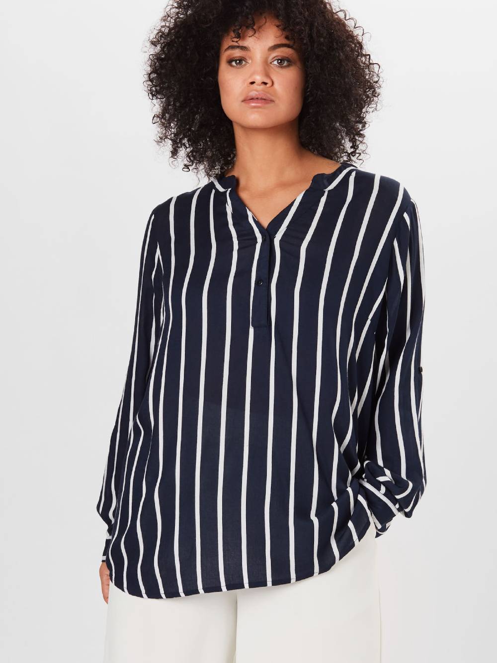 KAFFE CURVE Blouse 'Sida' In Dark Blue, White