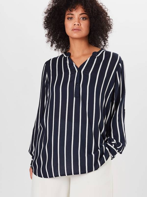 KAFFE CURVE Blouse 'Sida' in Dark Blue, White