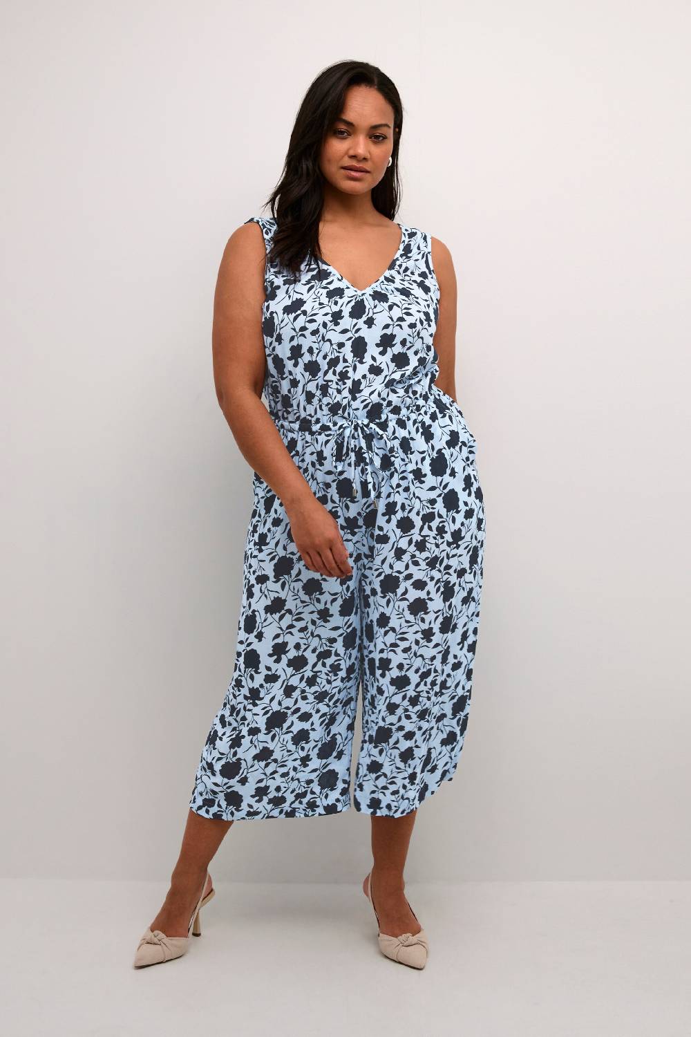 KAFFE CURVE Jumpsuit 'Isma Ami' In Navy, Sky Blue