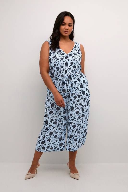 KAFFE CURVE Jumpsuit 'Isma Ami' in Navy, Sky Blue