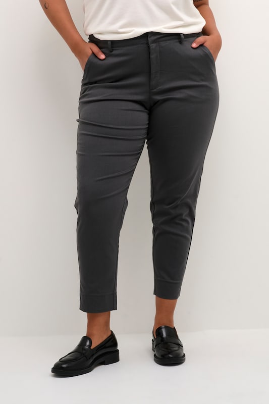 KAFFE CURVE Slim fit Chino Pants 'Leana' in Dark Grey