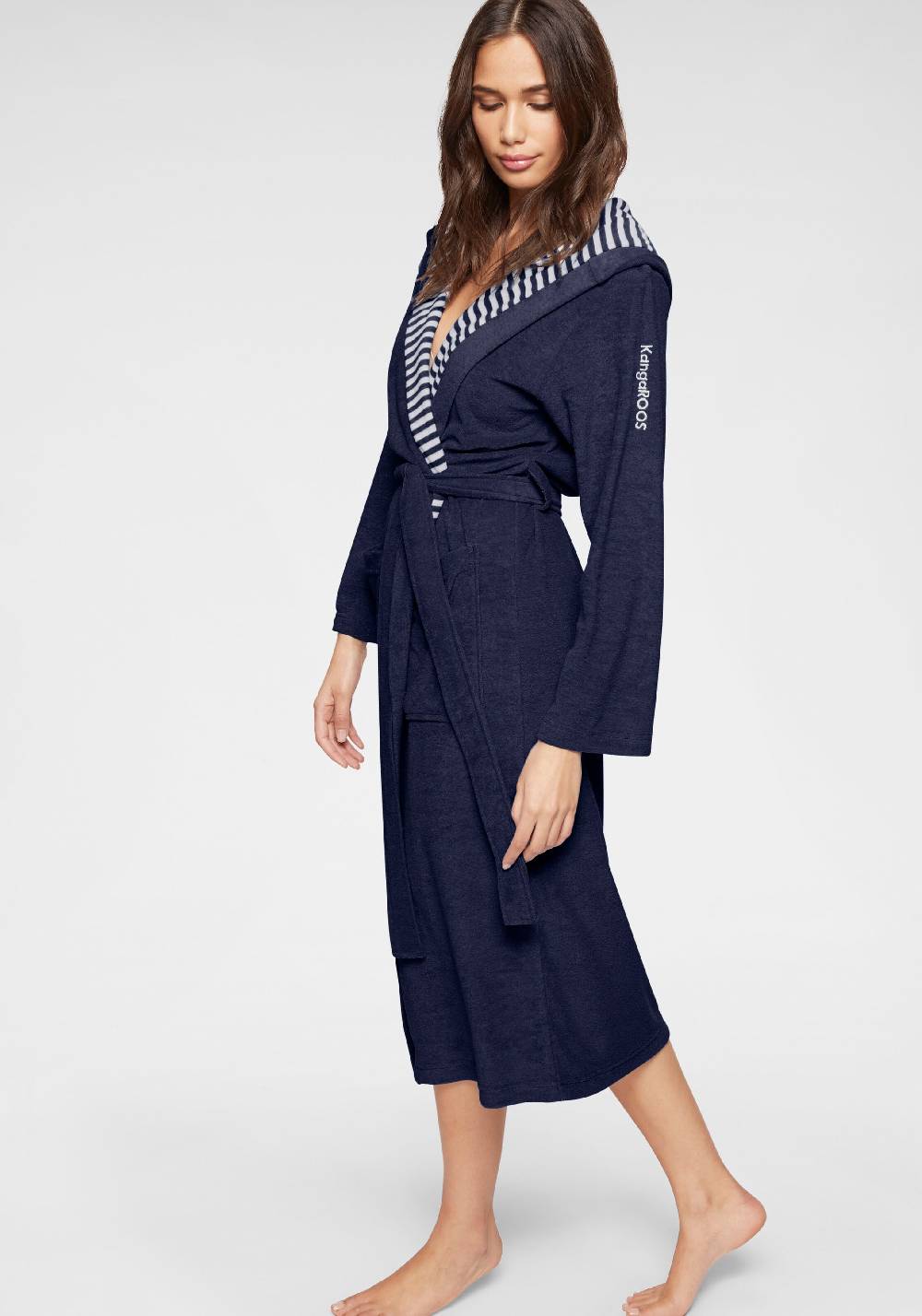 KangaROOS Long Bathrobe 'Dalia' In Marine Blue