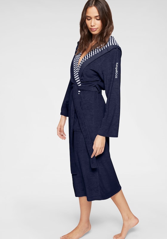 KangaROOS Long Bathrobe 'Dalia' in Marine Blue