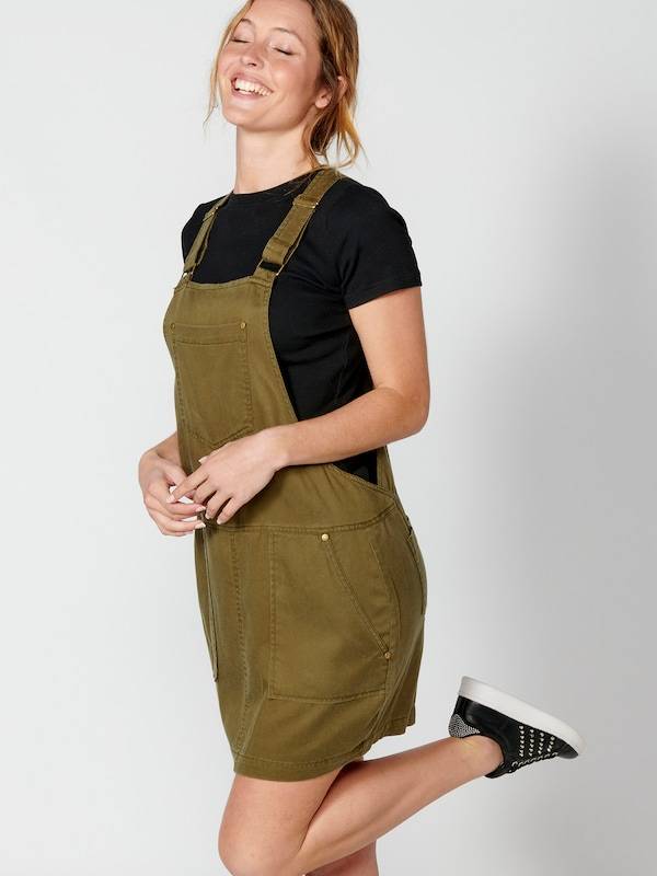 KOROSHI Overall Skirt in Khaki