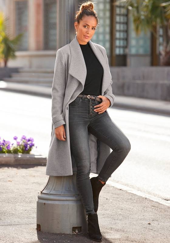 LASCANA Between-Seasons Coat in Mottled Grey