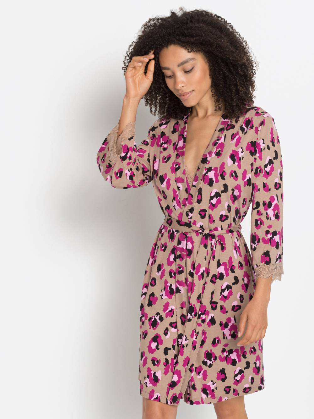 LASCANA Dressing Gown 'Lovly Nights' In Sand