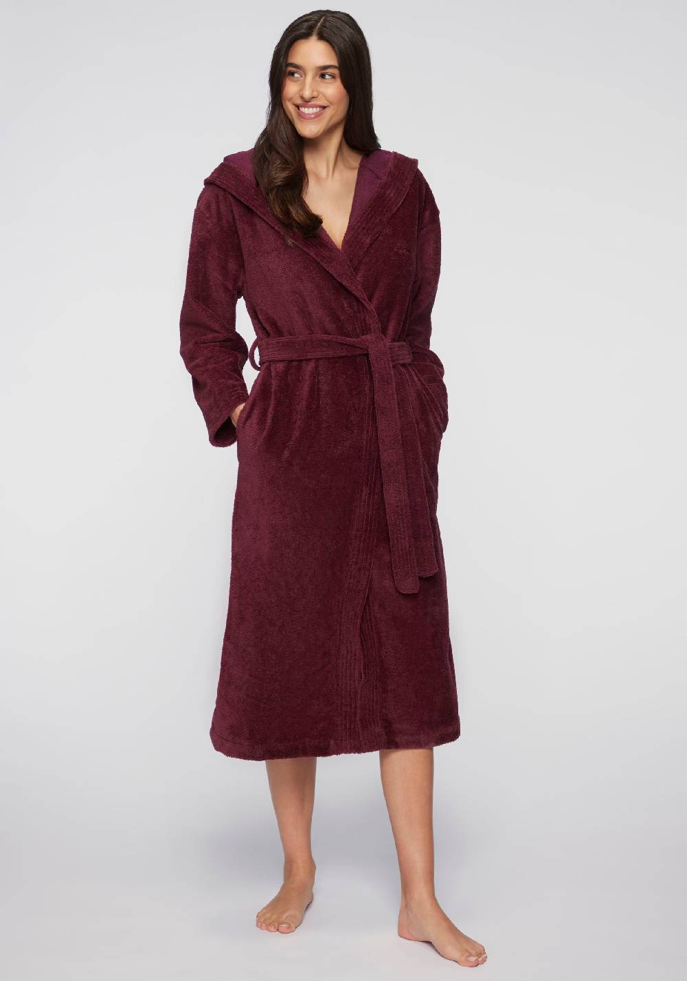 LASCANA Long Bathrobe In Berry