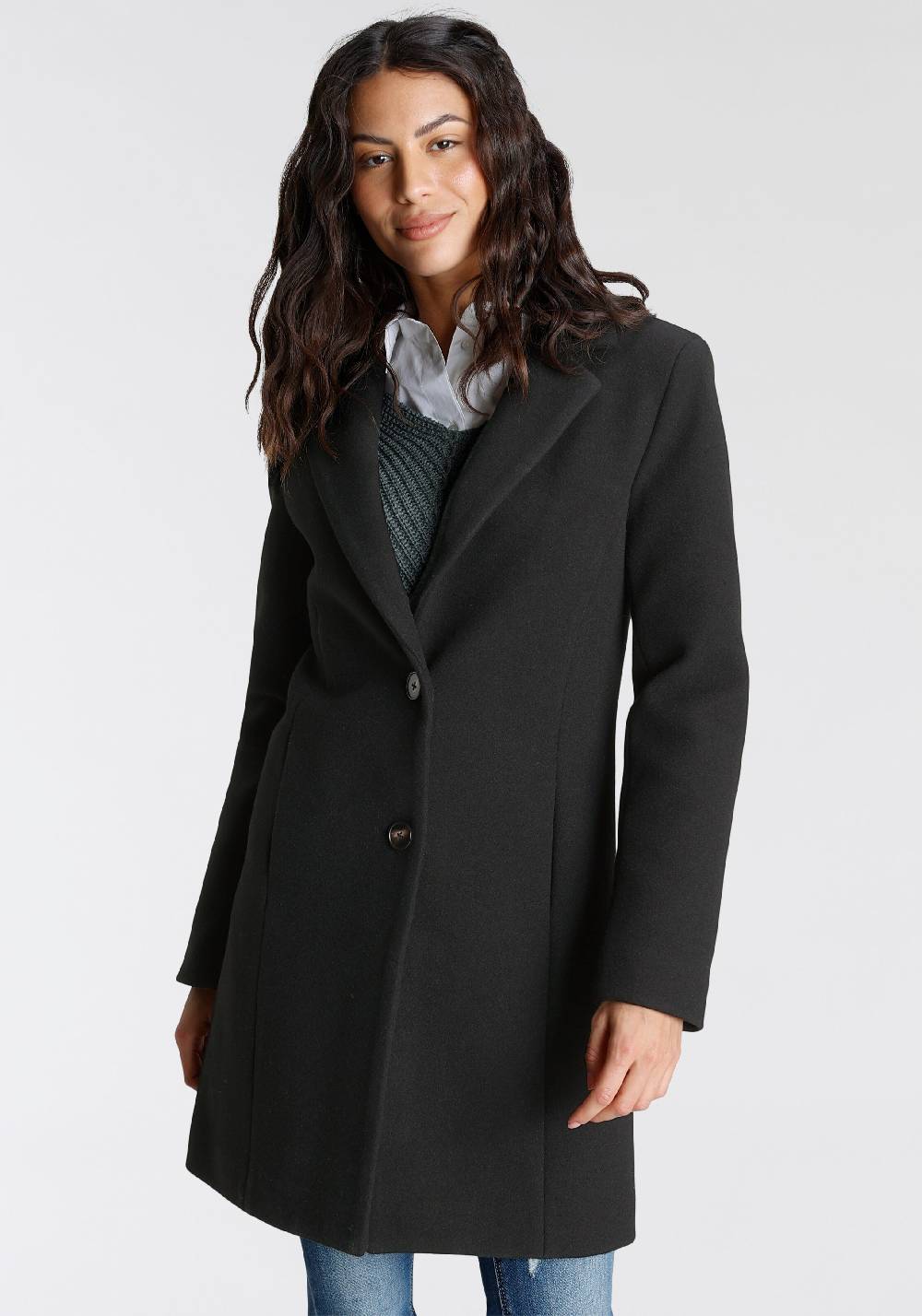 LAURA SCOTT Between-Seasons Coat In Black