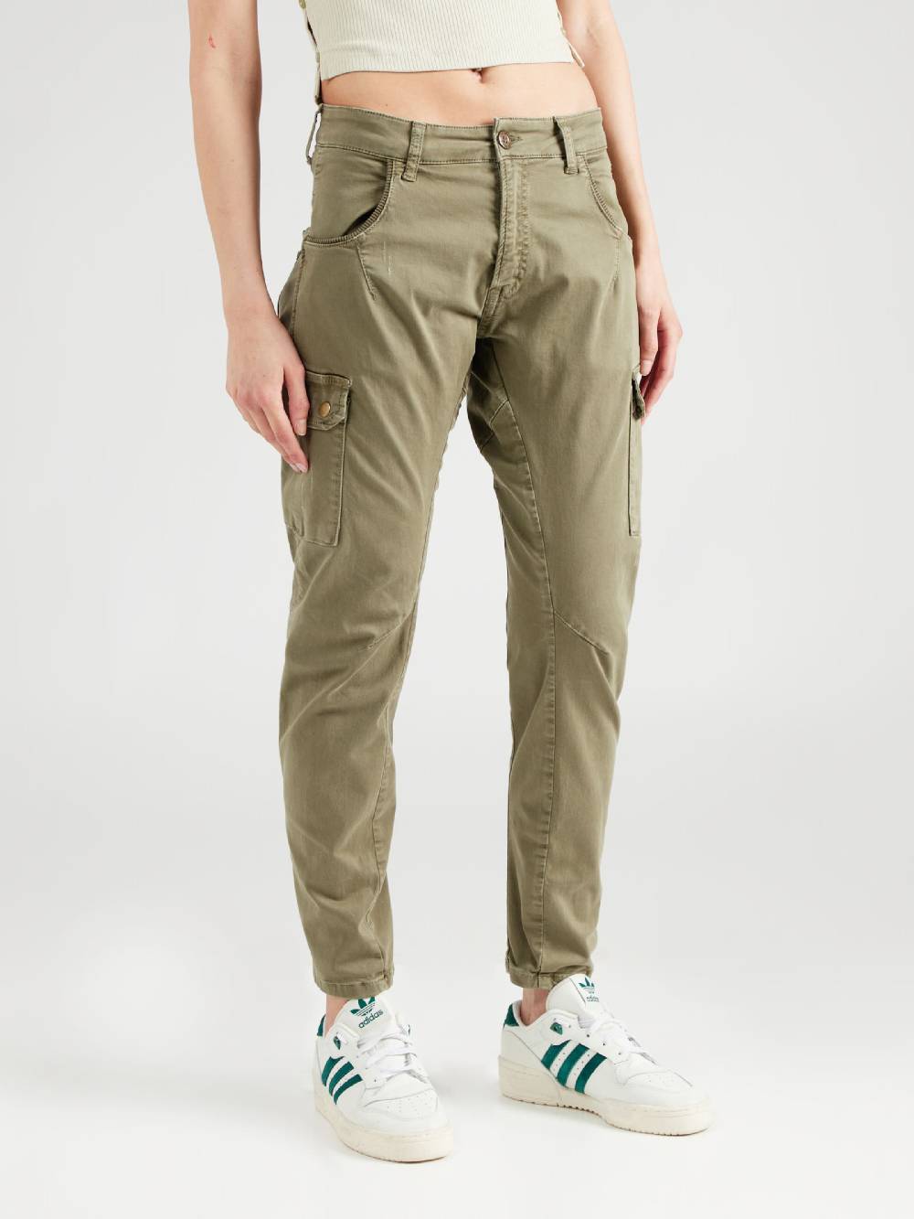 Le Temps Des Cerises Tapered Cargo Pants 'RIVERA' In Khaki
