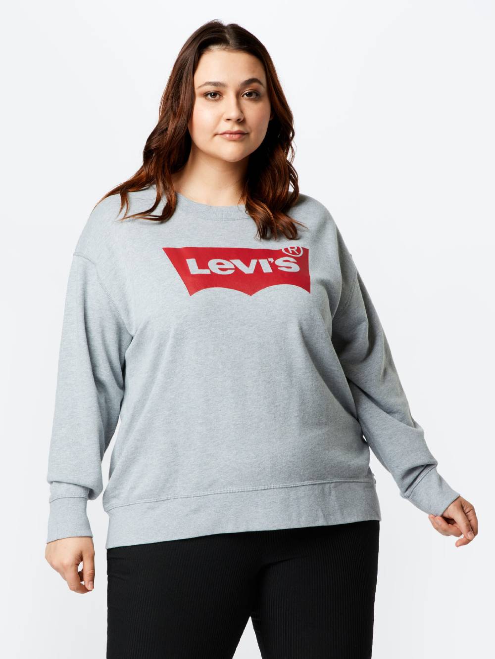 Levi's® Plus Sweatshirt 'PL Graphic Standard Crew' In Mottled Grey