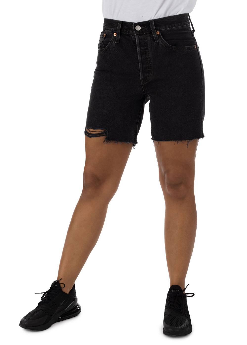 LEVI'S ® Regular Jeans '501® Mid Thigh Short' In Black Denim