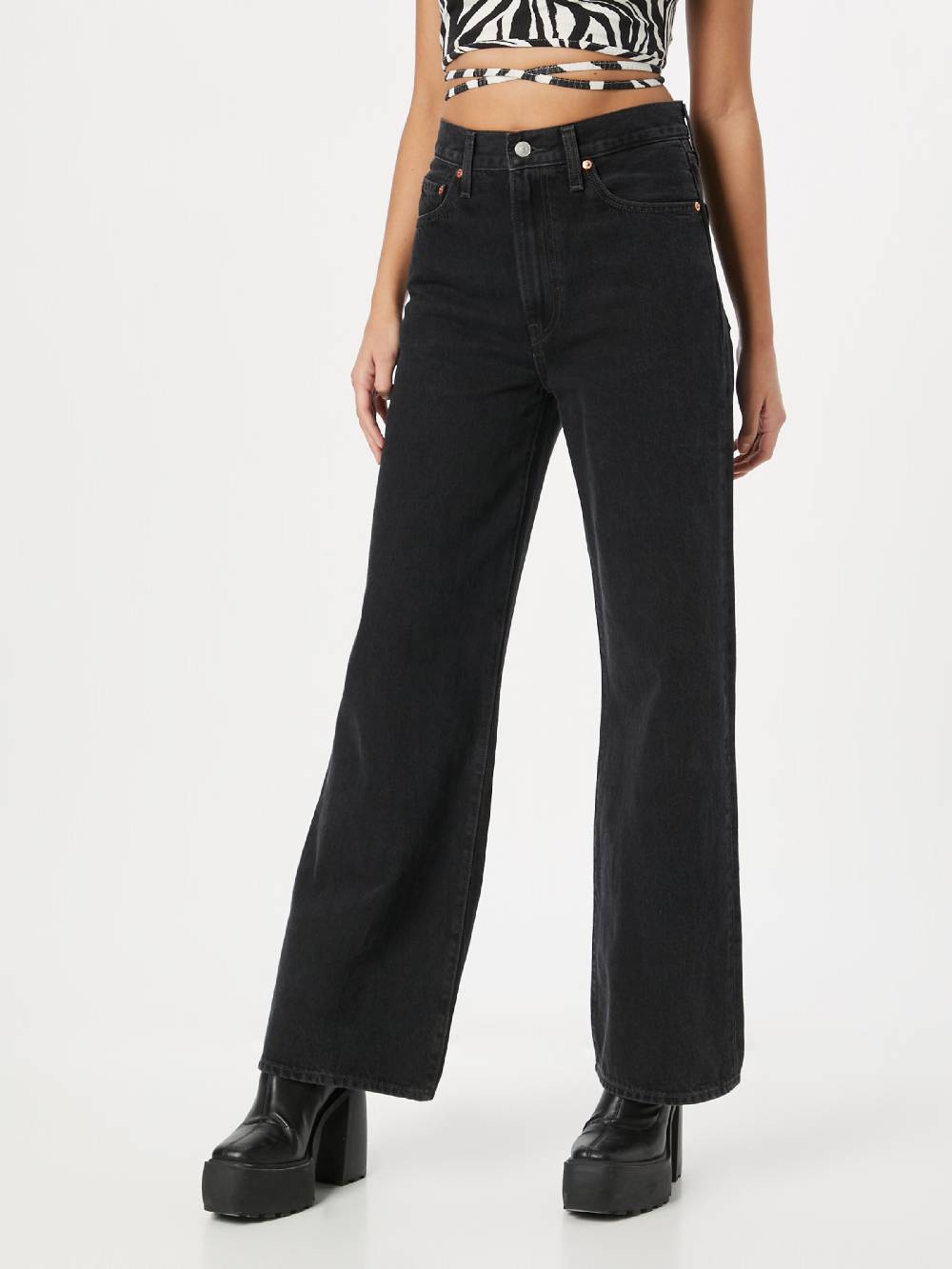 LEVI'S ® Wide Leg Jeans 'Ribcage Wide Leg Jeans' In Black