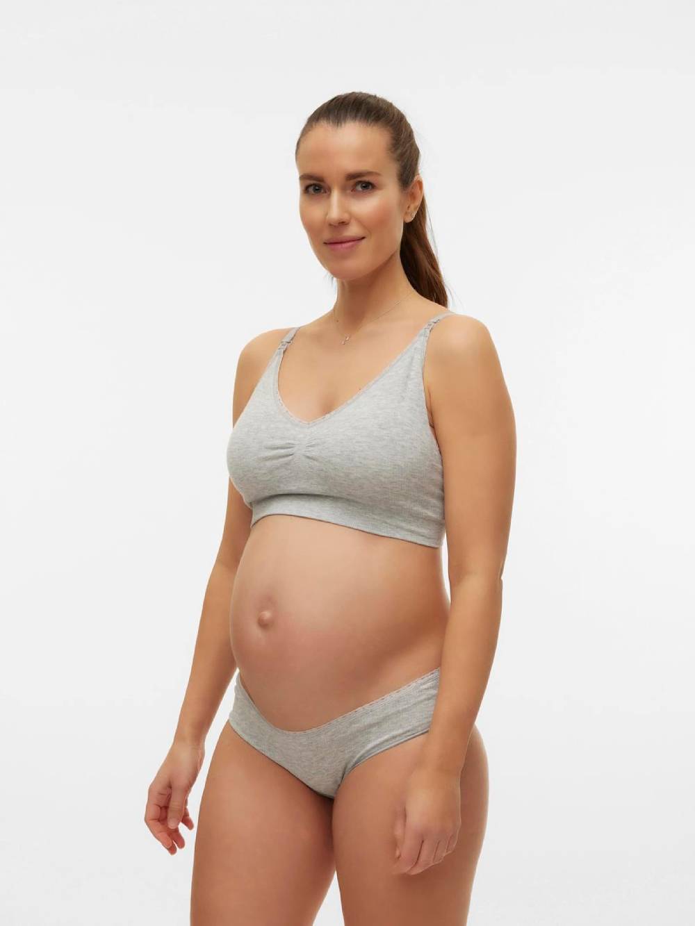 MAMALICIOUS Bralette Nursing Bra 'MLMILU' In Light Grey