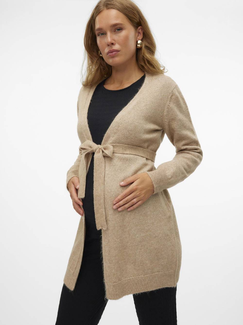 MAMALICIOUS Knit Cardigan 'MLNEWANNE' In Beige