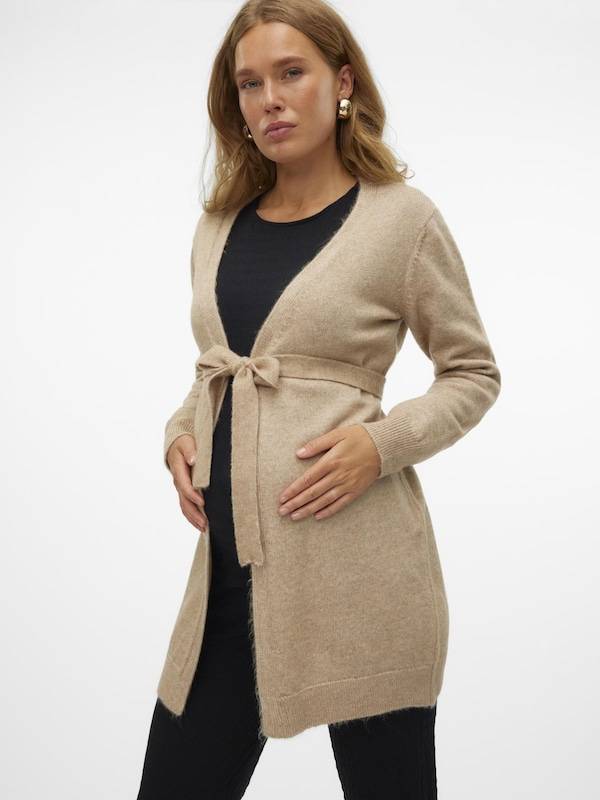 MAMALICIOUS Knit Cardigan 'MLNEWANNE' in Beige