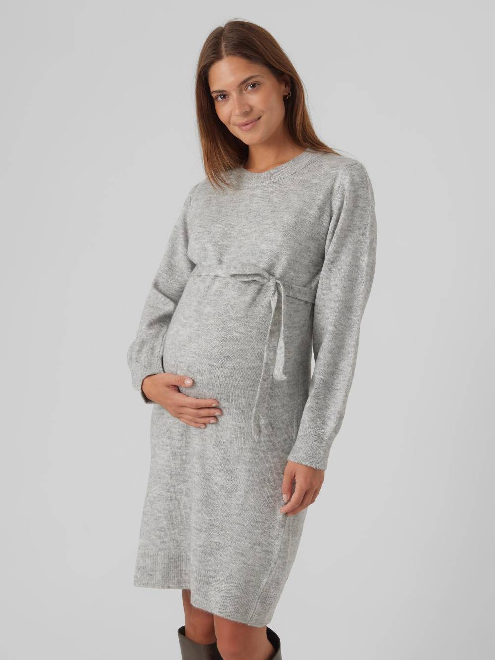 MAMALICIOUS Knitted Dress 'MLNewanne' In Light Grey