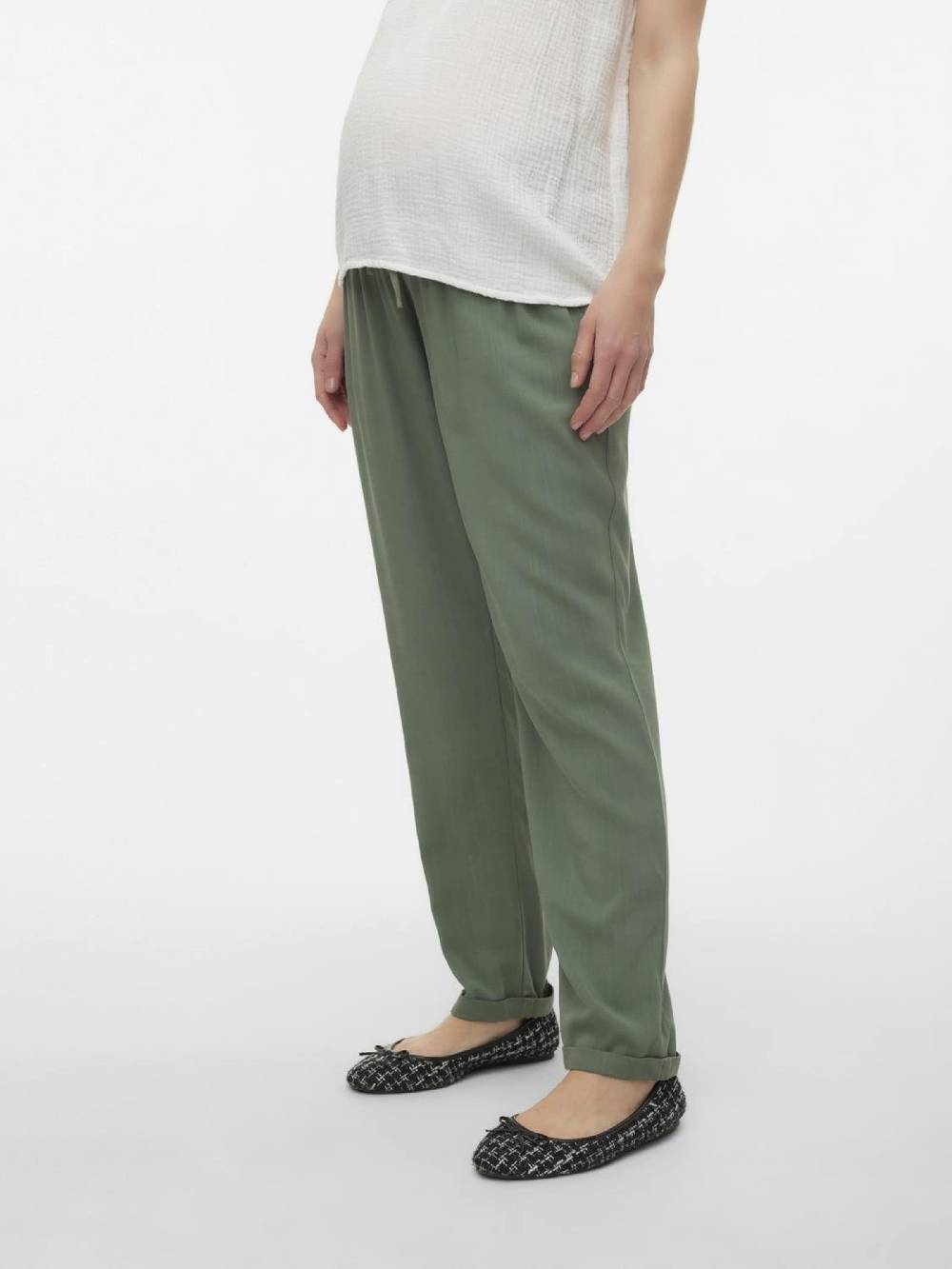 MAMALICIOUS Regular Pants 'BIBI' In Dark Green