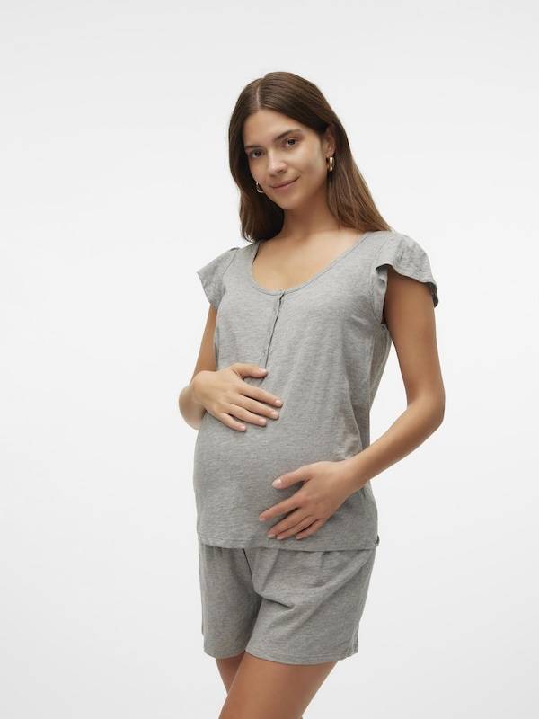 MAMALICIOUS Short Pajama Set 'Mira' in Mottled Grey