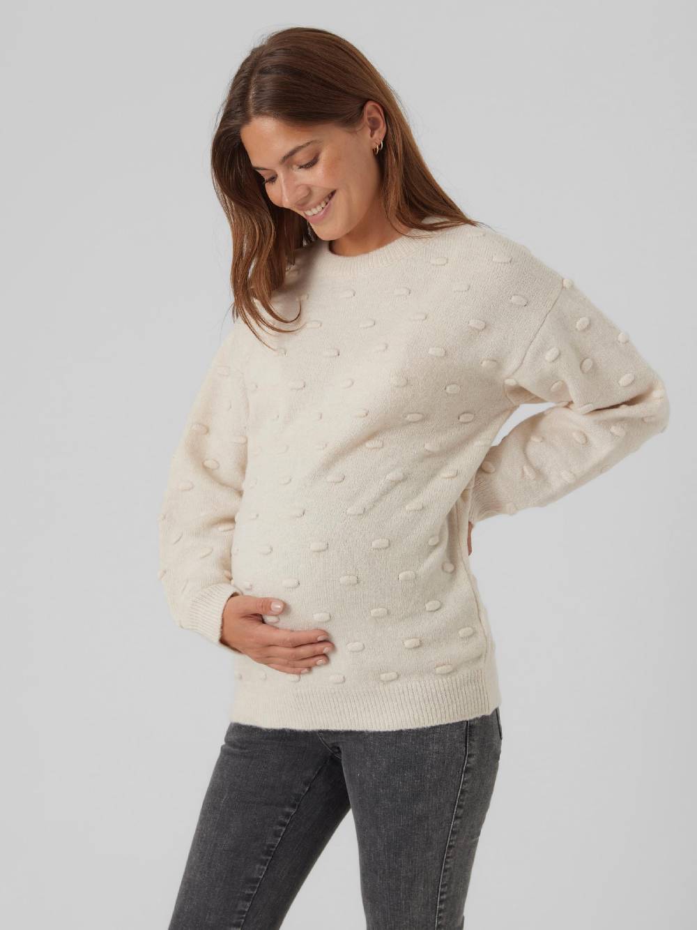 MAMALICIOUS Sweater 'MLRobin' In Beige