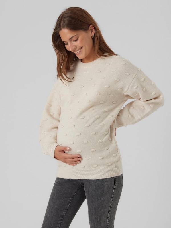 MAMALICIOUS Sweater 'MLRobin' in Beige